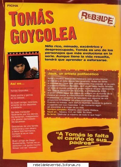 tomas goycolea en rebelde :x es muy sexy ...  :x rebelde